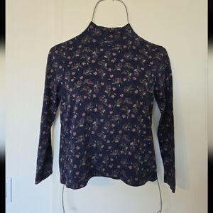Croft & Barrow Navy Floral Long Sleeve Top